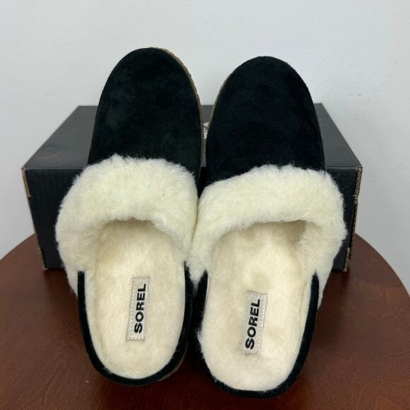 New Sorel Nakiska Slide II Slippers in Black Suede Women's Size 11 - Picture 3 of 9